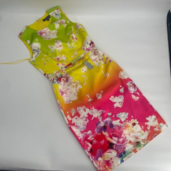 Ralph Lauren Collection Floral Belted Pencil Shift Dress 6 Midi Sleeveless $4K - Picture 7 of 14